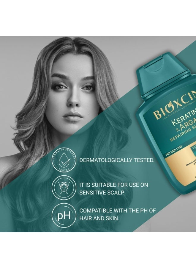 بيوكسين شامبو بالكيراتين وزيت الأرجان لإصلاح الشعر التالف والجاف – 300 مل - Image 4